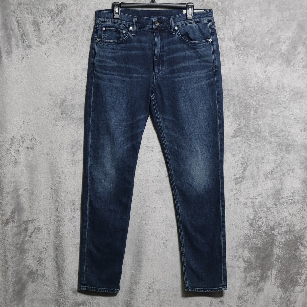 Rag & Bone Jeans Men 34x32 Blue Fit 2 Slim Denim Edgewood Whiskering Stretch